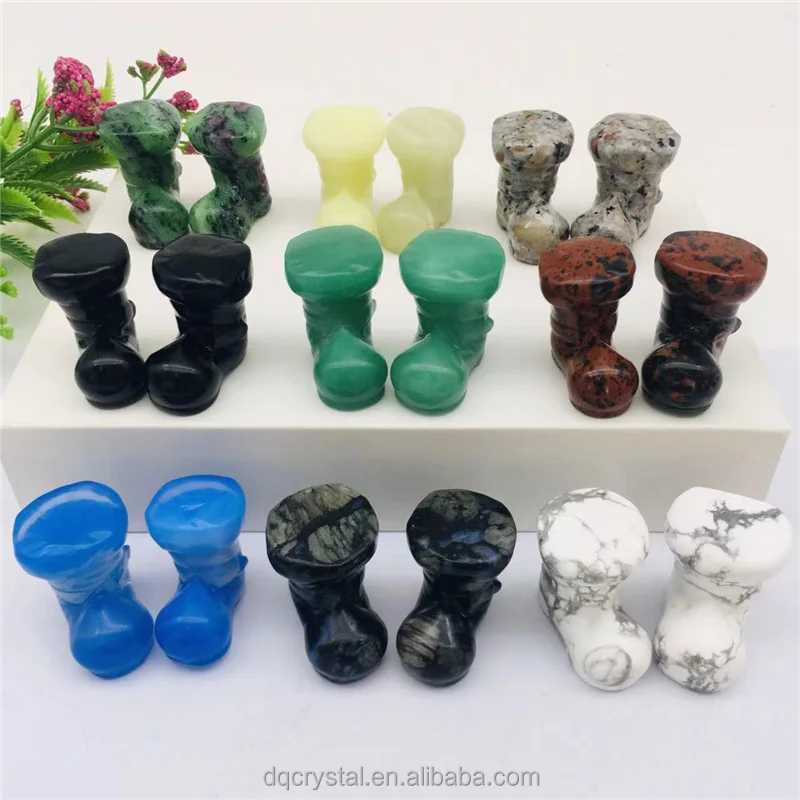 Hot Selling Natural Carving crystal boot Gemstone Christmas Ornaments Crystal shoes For Christmas Decoration