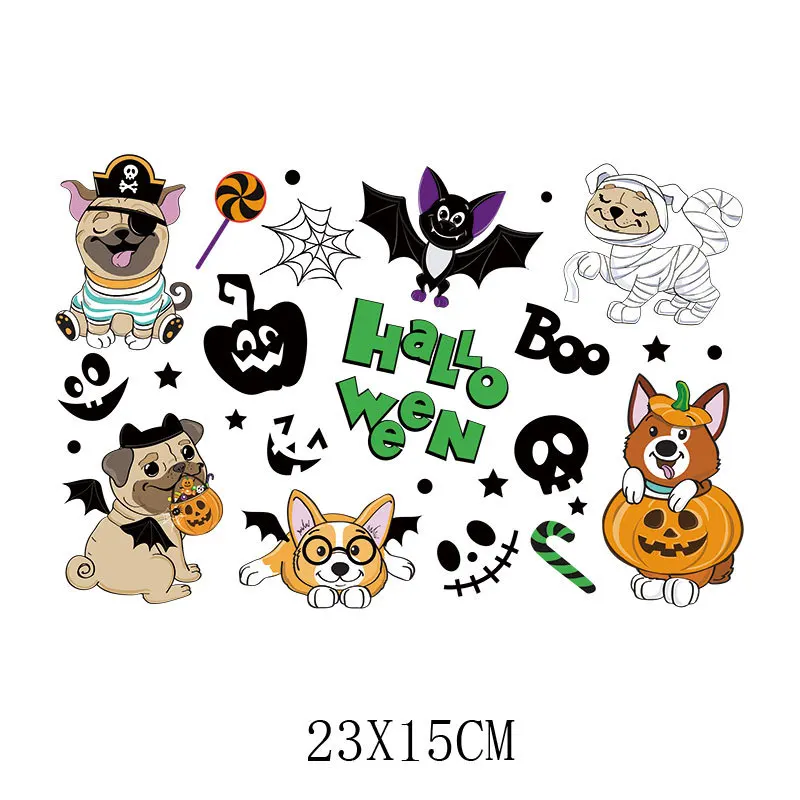 Готовая к нажатию термопередача дизайн Хэллоуин трафаретная печать печатная наклейка на Хэллоуин