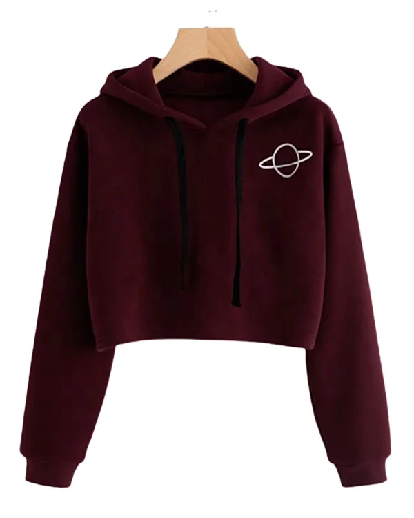 
Wholesale High Quality Custom Plain Sweaters Women Long Sleeve Crop Top Hoodies 