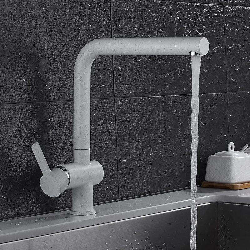 Modern Single Hole Hot Cold Water Mixed Sink Tap 360 Degree Rotation Single Handle Brass White Granite Kitchen Faucets