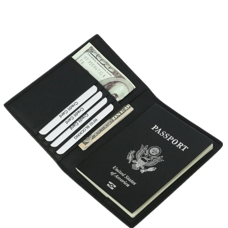 Passport holder leather Rfid blocking travel PU leather passport cover wallet