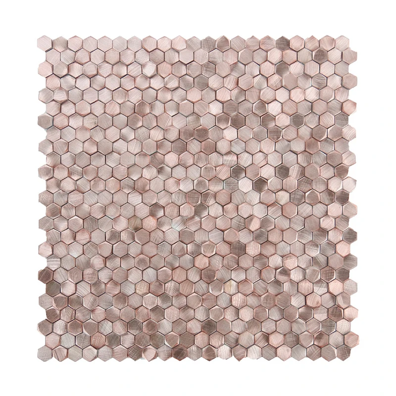 Mosaic Tile Gold Hexagon D background Solid Aluminum Brushed luxury wall backsplash tile Metal Mosaic stock clearance