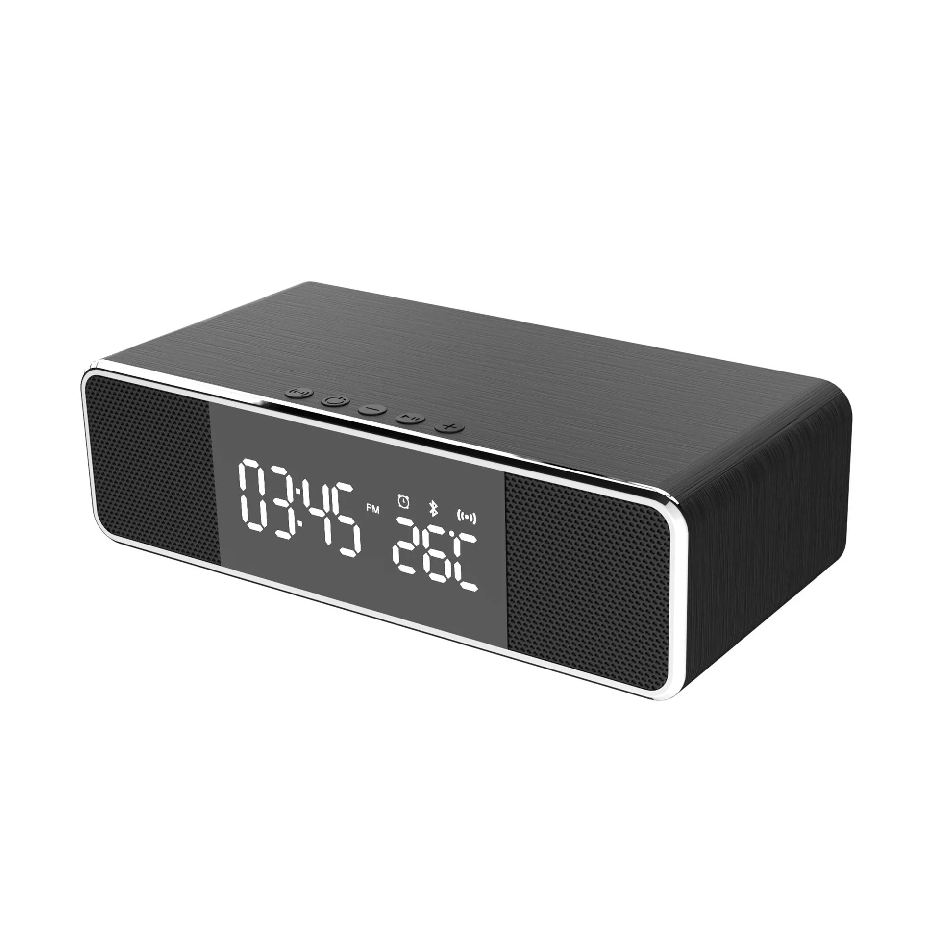 
5W 10W Wireless Charging Speaker Temperature Alarm Clock Audio FM Radio Speakerphone Wireless Charger 