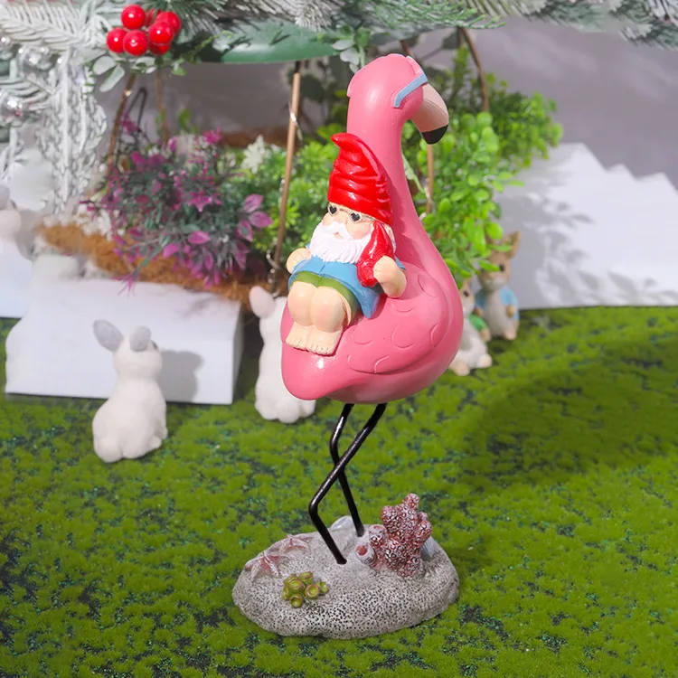 Accept Custom Flamingo Home Garden Living room Decoration Creative ornaments Resin Micro Landscape Dwarf Flamingo
