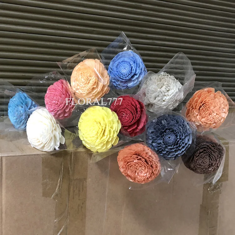 Various Size Dried Flowers Fragrance Handmade Chrysanthemum Peony Daisy Sola Wood Flowers