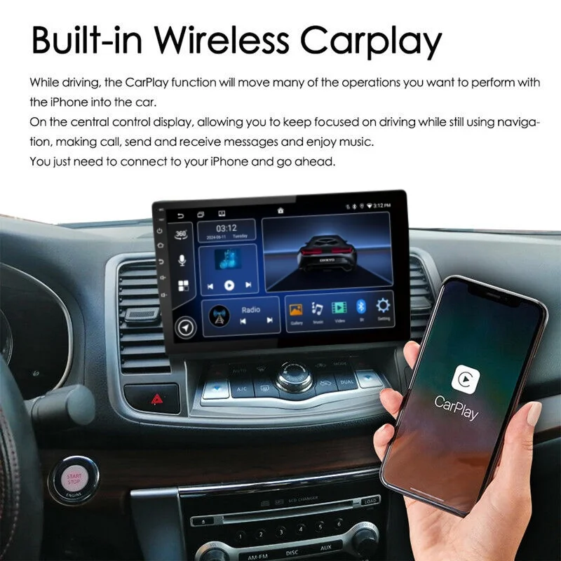 9 Inch 1 Din 2+32gb Portable Mp5 Screen Stereo Cd Android Carplay Radio Car Dvd Player