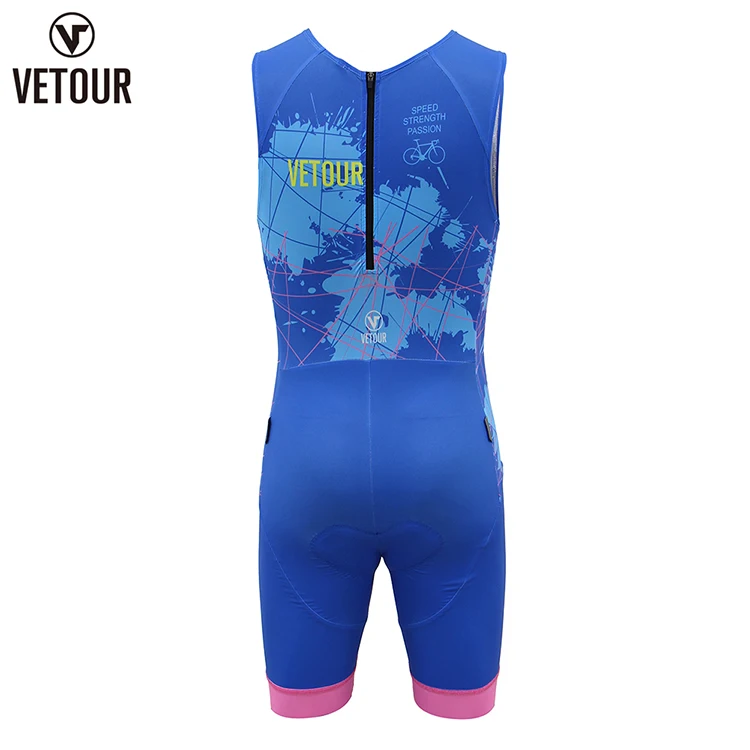 Vetour OEM High End Quick Dry Tri Suit Custom Sleeveless Mens Pro Triathlon Suit