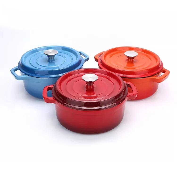 Bright Houseware Enamel Coating Casserole Low Price Wholesale 20/22/24cm Cast Iron Cooking Pot Nonstick Dutch Oven Cookware Sets