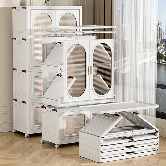 Rmier 2024 NEW Wardrobe Closet Cabinet with Storage Cubes & Hanging Rod Stackable & Foldable Bedroom Wardrobe for Apartment