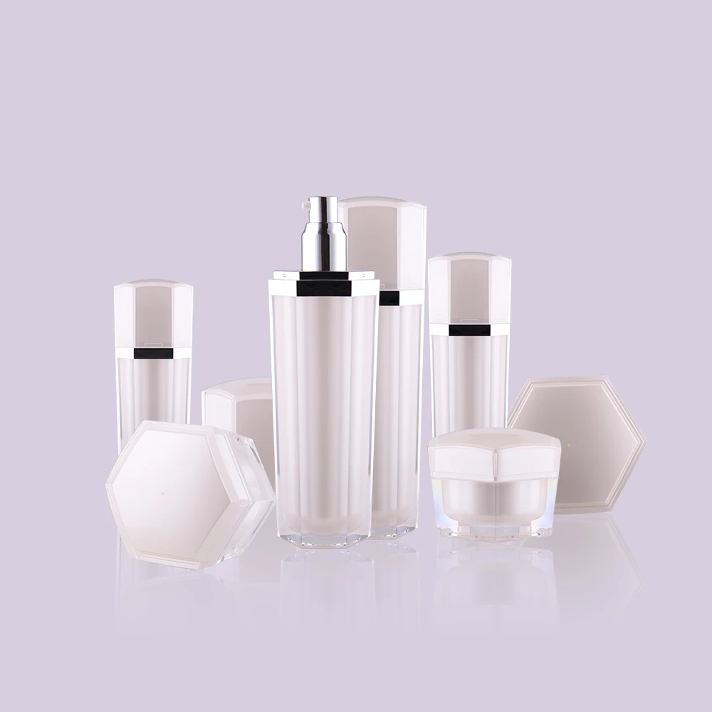 
New Product High Quality Factory Price Cosmetic Bottle Set Plastic Jar Lotion Bottles Screen Printing Acrylic Ningbo ABS 10,000 