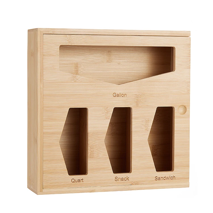 Premium Drawer Organizer for Food Storage Bag Bamboo Sandwich Ziplock Bag Organizer Storage Box