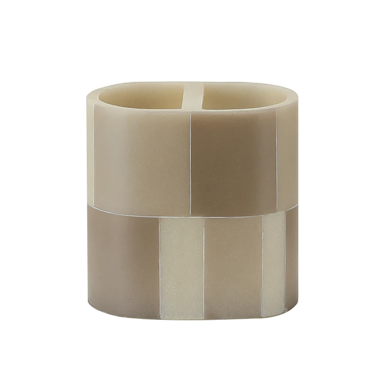 Custom Resin Bathroom Set Soap Dish Lotion Dispenser 4-Pieces Bathroom Accessories Set Beige Stripe Resin Bathroom Accessories