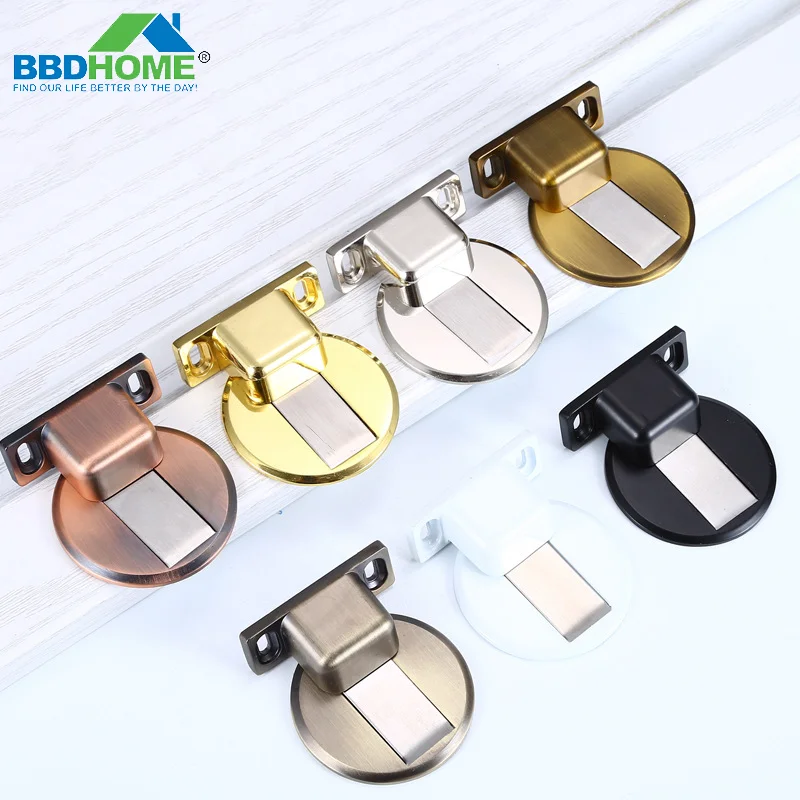 BBDHOME No-drilling floor suction Invisible door wooden door Zinc Alloy Strong magnet Door stopper