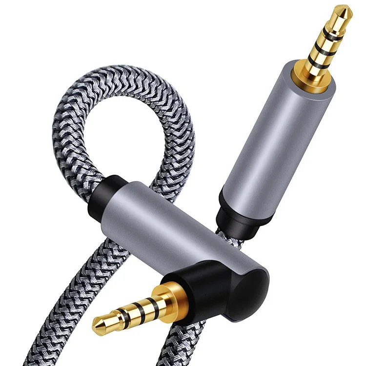 Hot Selling Nylon Jack Aux Cable 3.5mm to 3.5mm Audio Cable Male to Male female Gold Plug Car Aux Cord