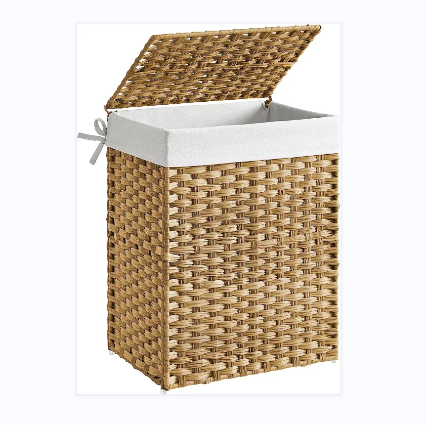 23 8 галлон (90 л) Складная Съемная сумка-вкладыш из синтетического ротанга корзина для белья с крышкой и ручками