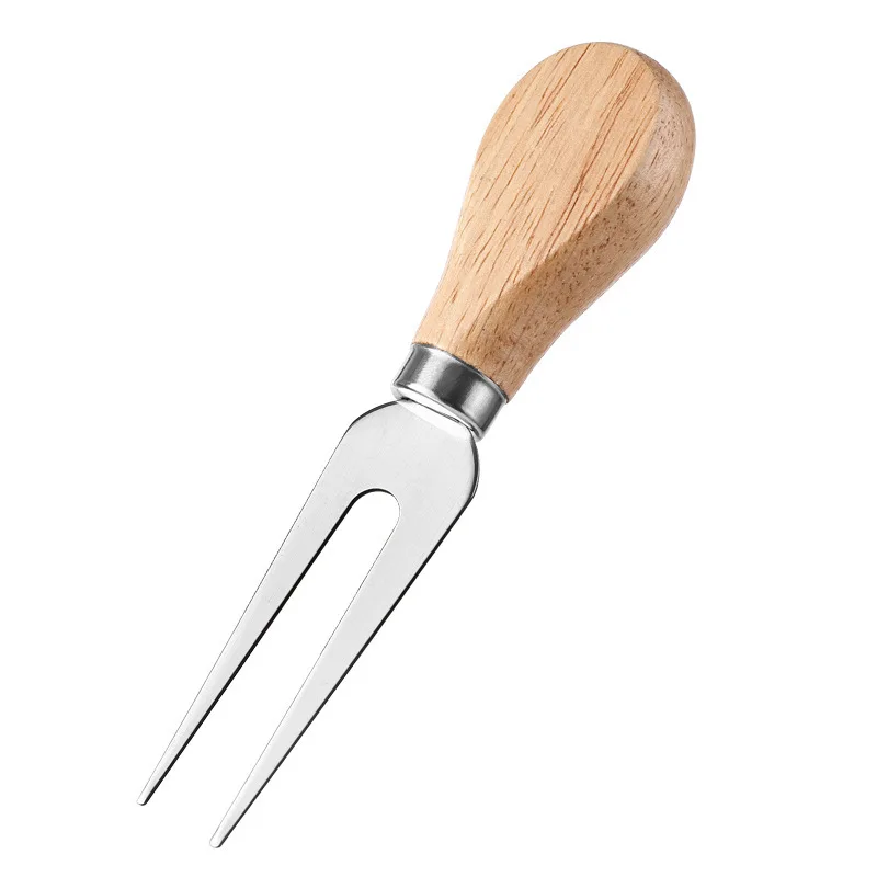 Top Selling Butter Pizza Cheese Tools Cutter Wood Bamboo Handle Stainless Steel Cheese Knife Set