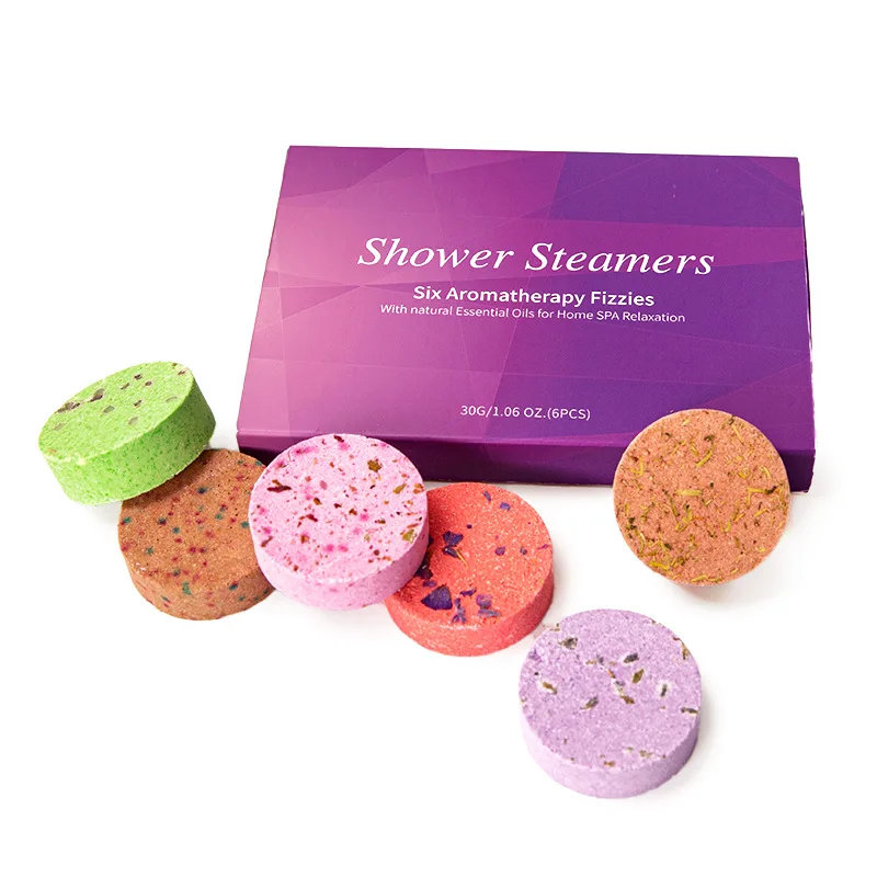 Shower Steamers Aromatherapy Bath Bomb Tablets 6Pcs Shower Fizzers Home Spa Melts Vapor Set with Essential Oils for Relaxation