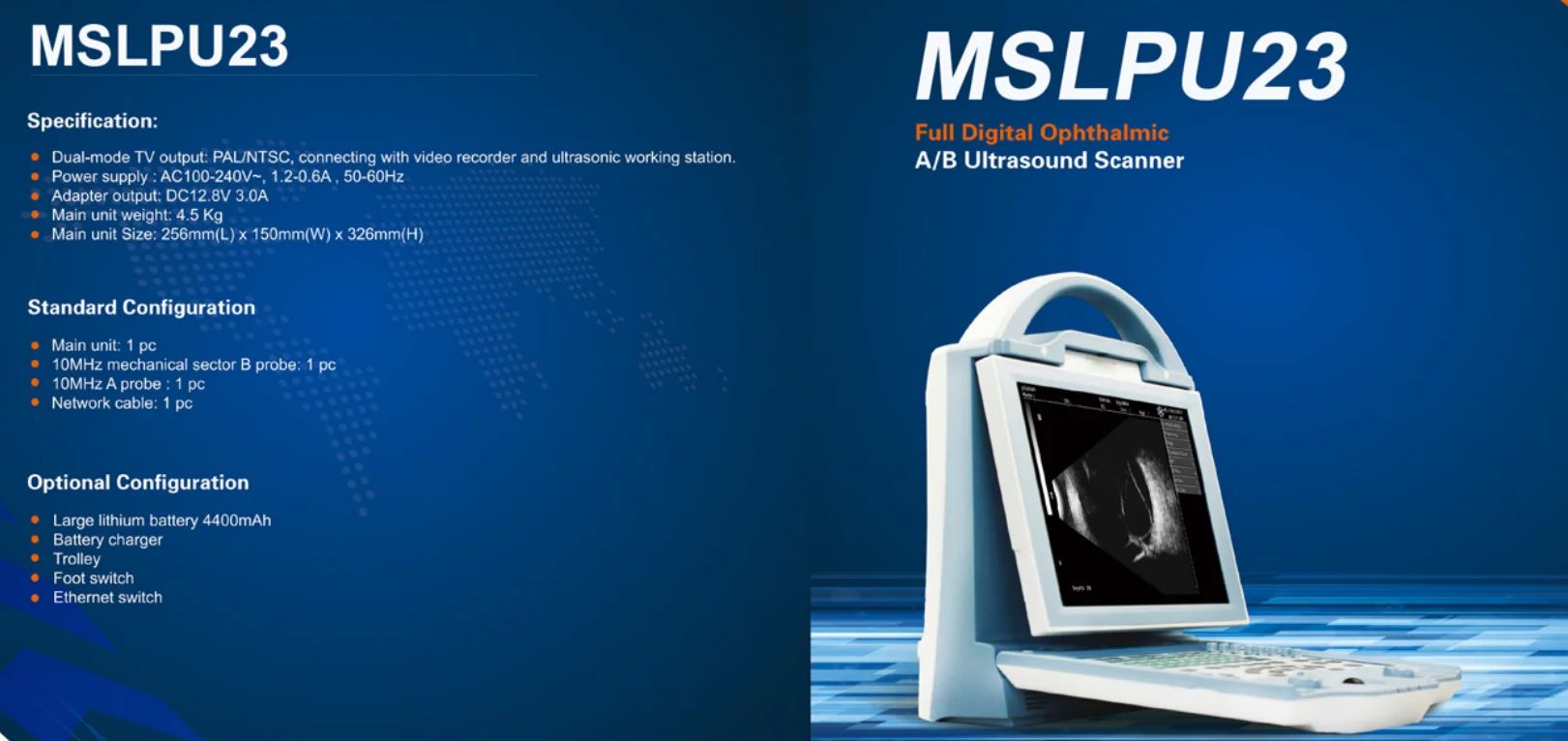 Full Digital Ultrasonic Diagnostic System Portable AB-scan Ophthalmic Ultrasound for Human and Vet