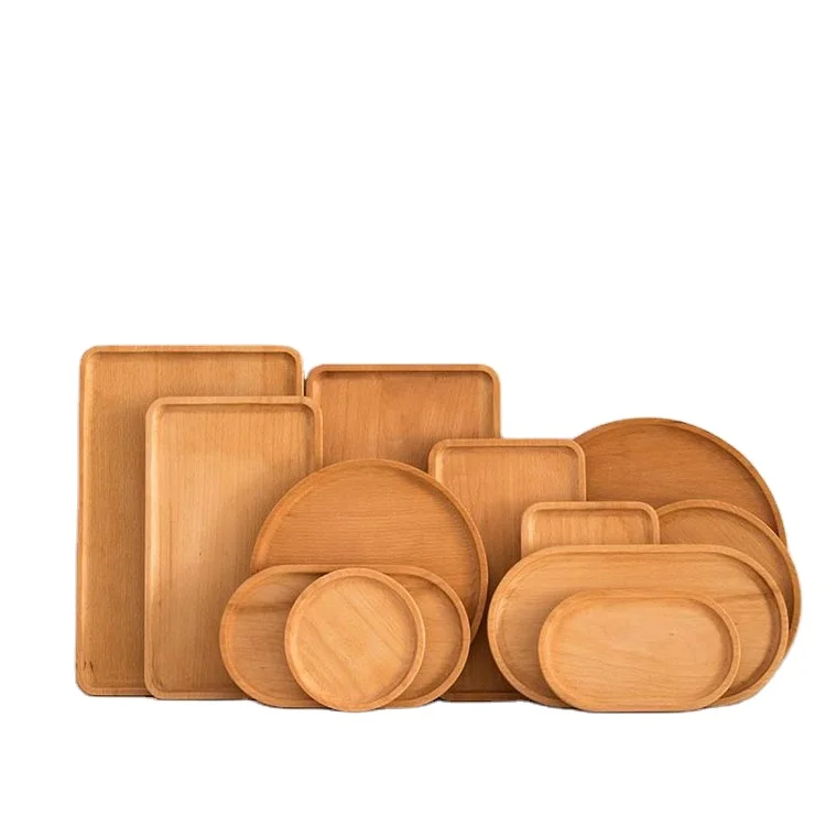 Professional customization wooden dining plates beautiful beech wood plate for home restaurants