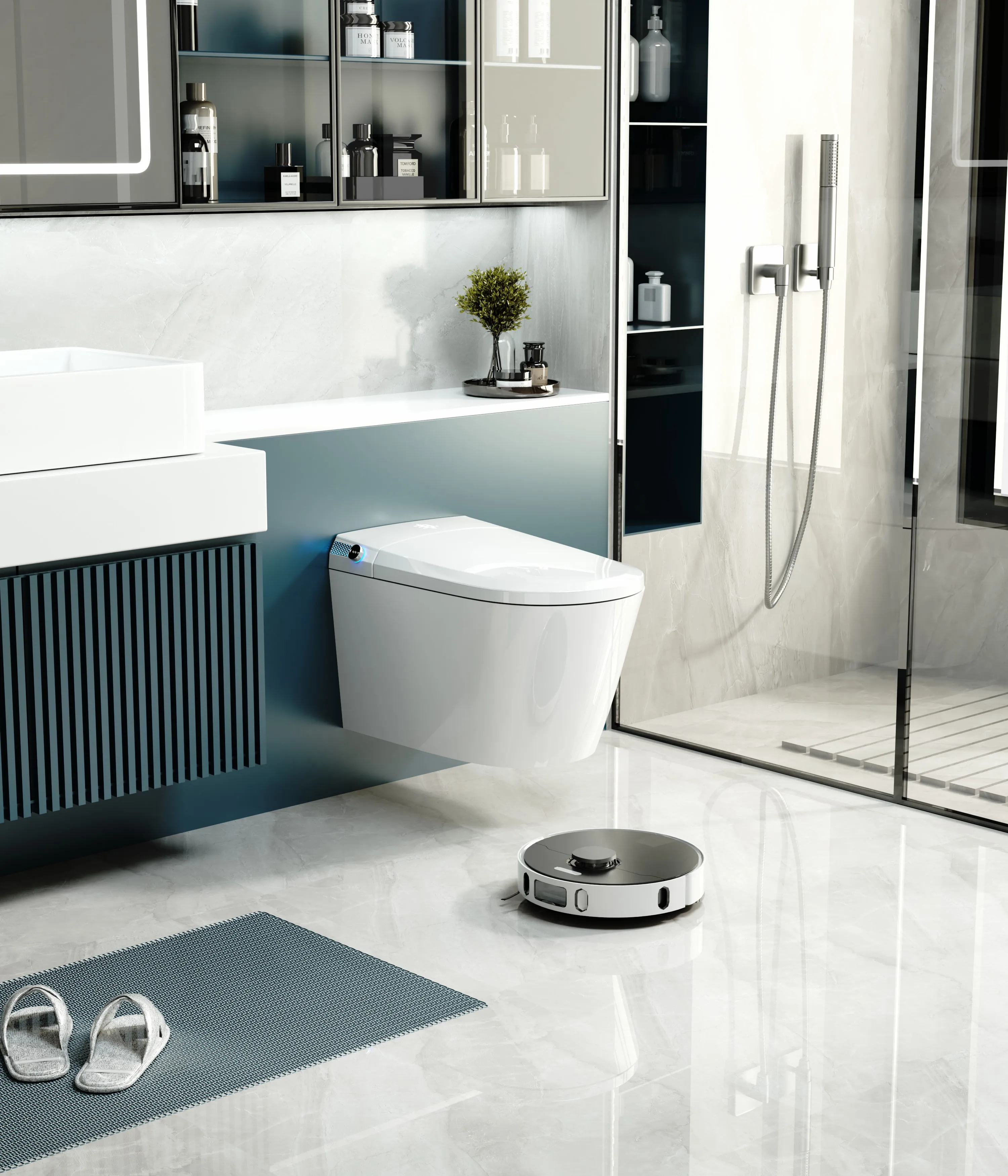 China Wall Hung Smart Toilet With Conceal Luxury Wall Hung Intelligent Toilet with Cistern Automatic Toilet Bowl