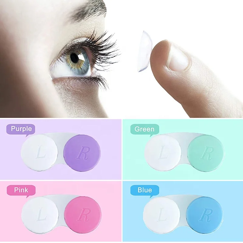 Popular contact lens case custom multi color contact lens duplex case box plastic mini contact lenses cases storage boxes