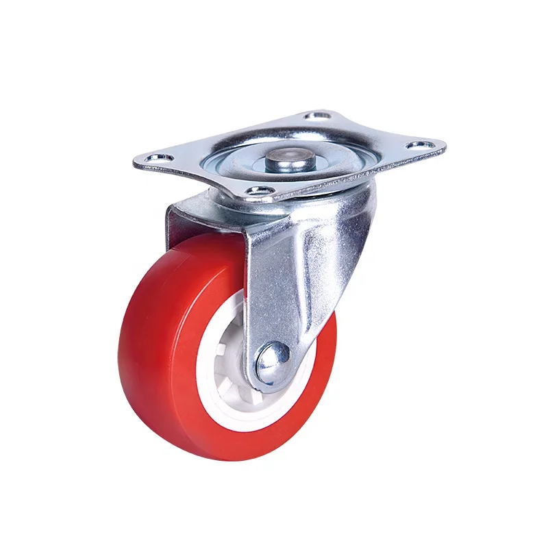 1inch 1.25' 40mm Red light duty PP small warehouse picking cart caster wheels furniture castor wheel