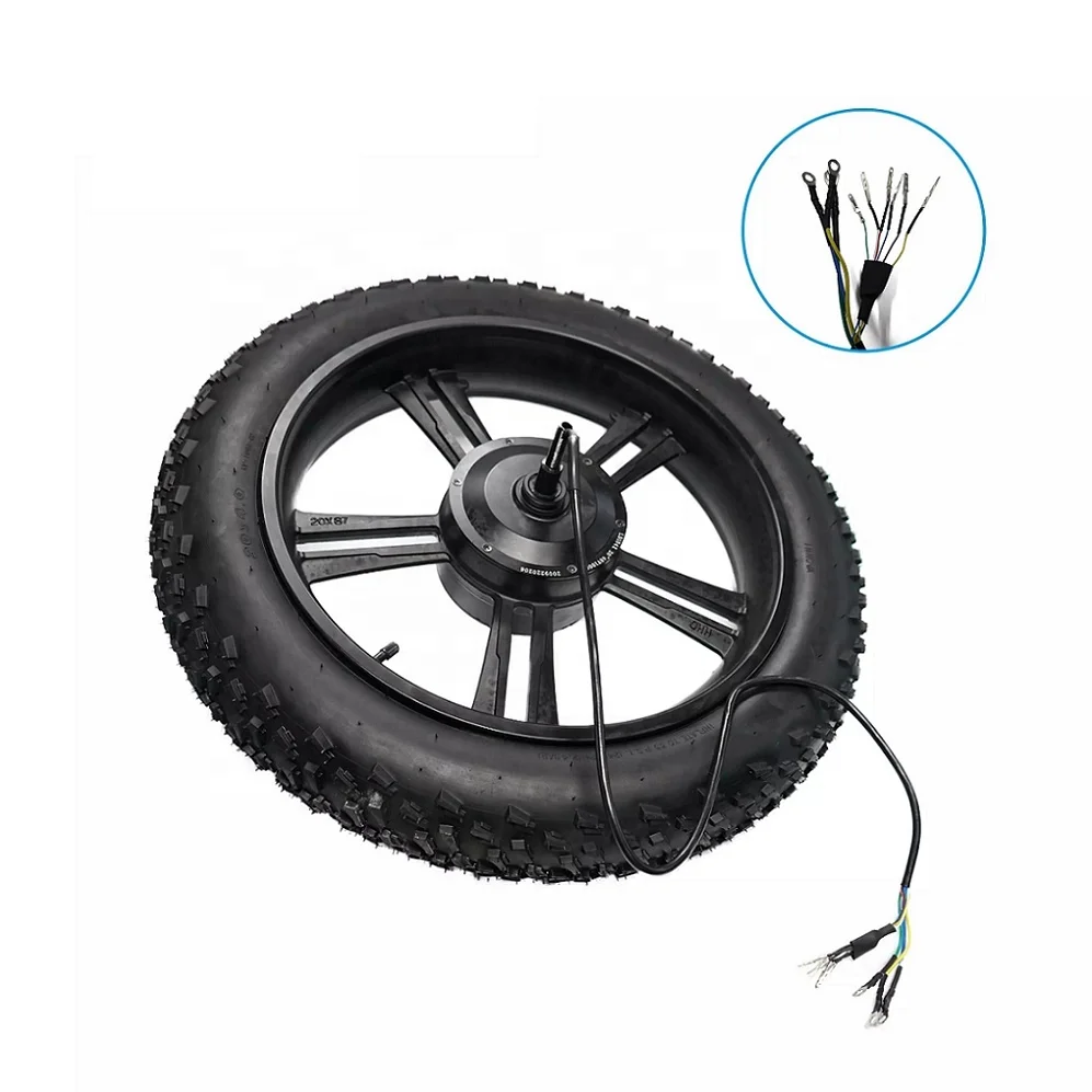 20 inch High Torque Electric Bikes Scooter Motor 48V 500W 750W 1000W 25-35 km/h Gear Hub Motor with 20x4.0 Fat Tyre