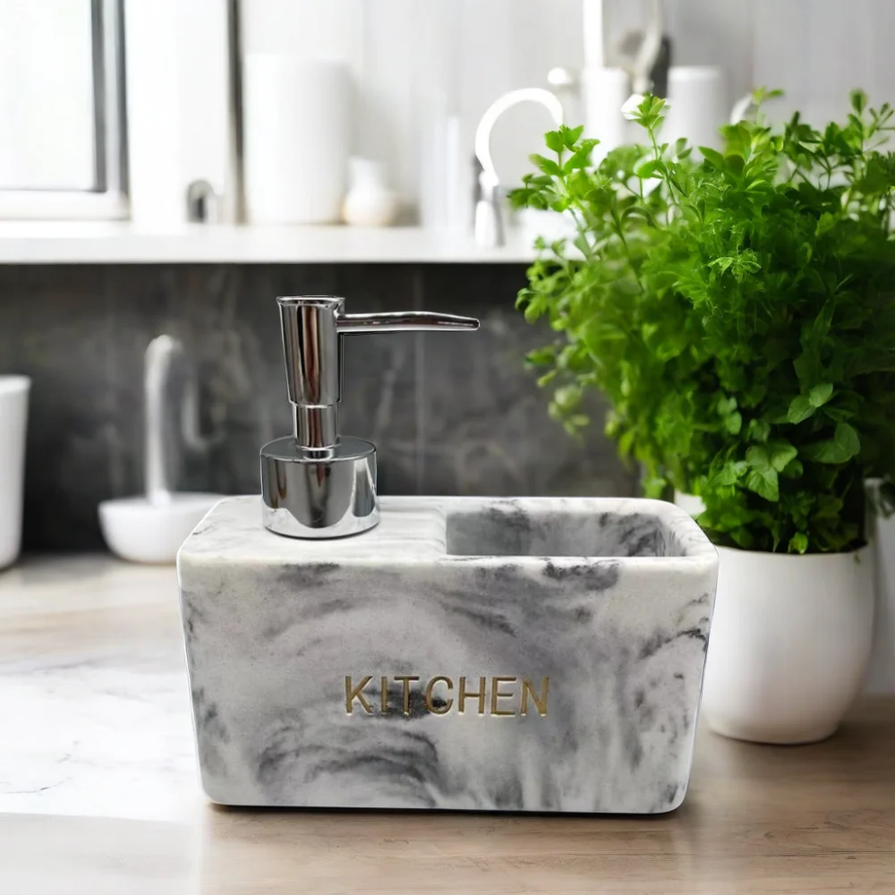 Modern Design Marble Resin Emulsion Bottle Soap Dispenser Multifunctional Liquid Pump Type for Bathroom Kitchen Toilet Use