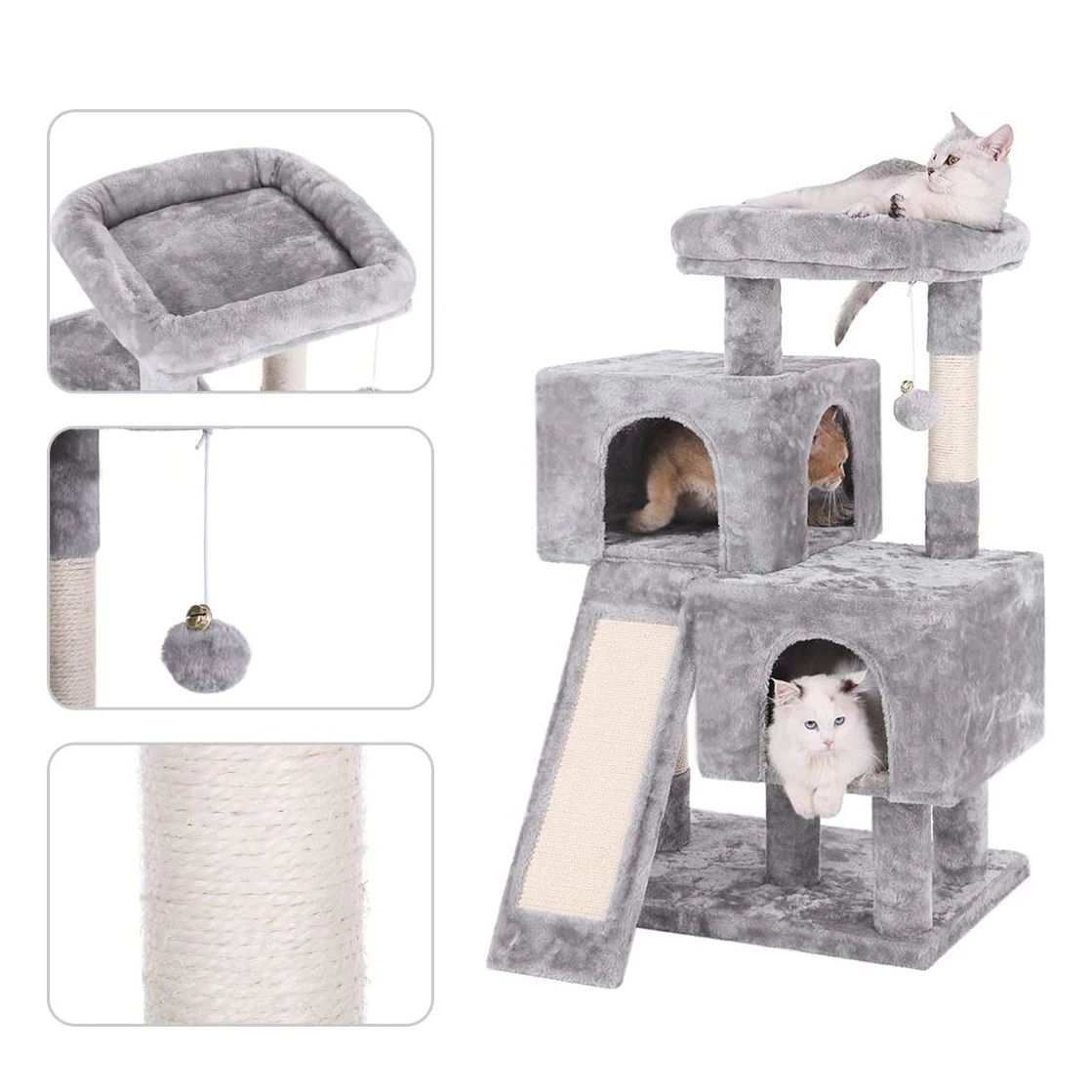 Customized Design Plush Pet Condo Tower Supplier Furniture  Toys Wooden Cat Scratcher Tree House Tower