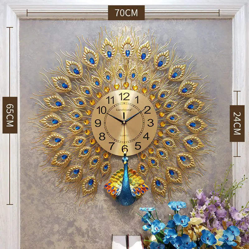 NISEVEN Modern Fashion Entrance Living Room Silent Clock Light Luxury Wall Art Creative Iron Animal Wall Clock