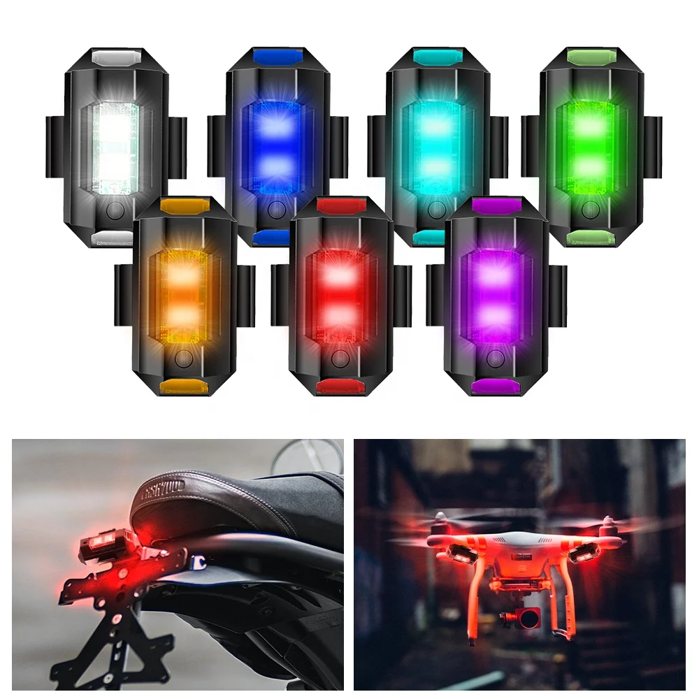 7 Colors USB Drone Mini Airplane Light Rechargeable Universal Car Auto LED Motorcycle Strobe Aircraft Warning Lights