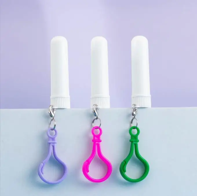Plastic Blank Nasal Aromatherapy Inhalers Tubes Sticks With Wicks For Essential Oil Nose Nasal Container with keychain