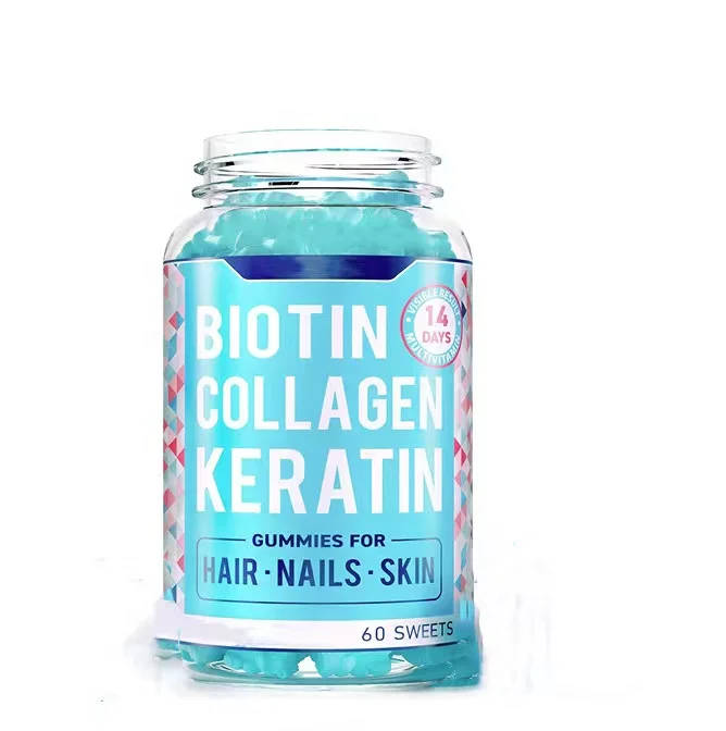 OEM PRIVATE LABEL Bear shape gummy candy biotin collagen keratin gummies for hair nails skin Hair Growth Biotin Bear Vitamins