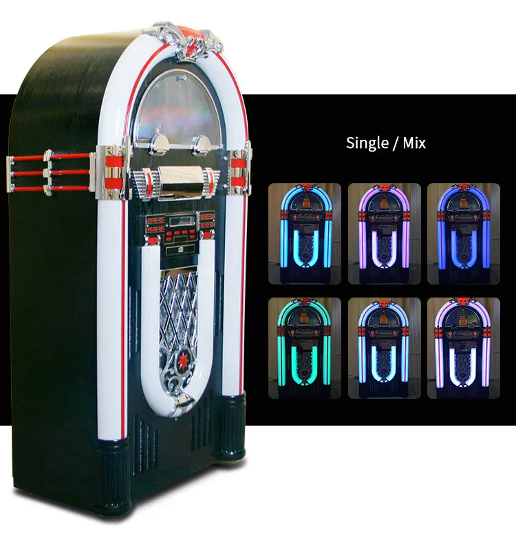 Ретро FM PHONO CD BT большой светодиодный свет пользовательские jukbox bluetooth партии S 50 Вт + 50 Вт сабвуфер беспроводной динамик