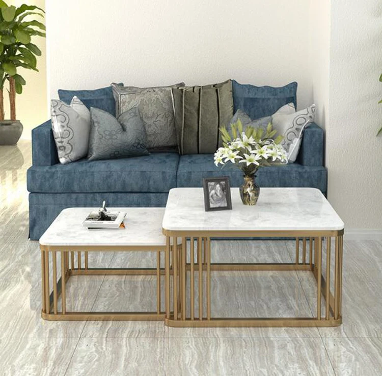 Simple Nordic style marble combination side table furniture  sofa center table square table