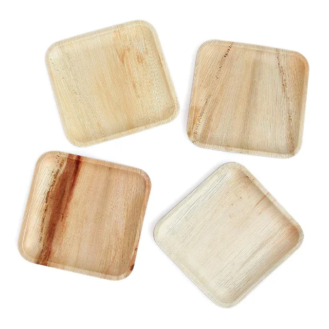 High Quality Disposable Ecological Biodegradable 10 Inch Square Shape Tableware Palm Leaves Plates