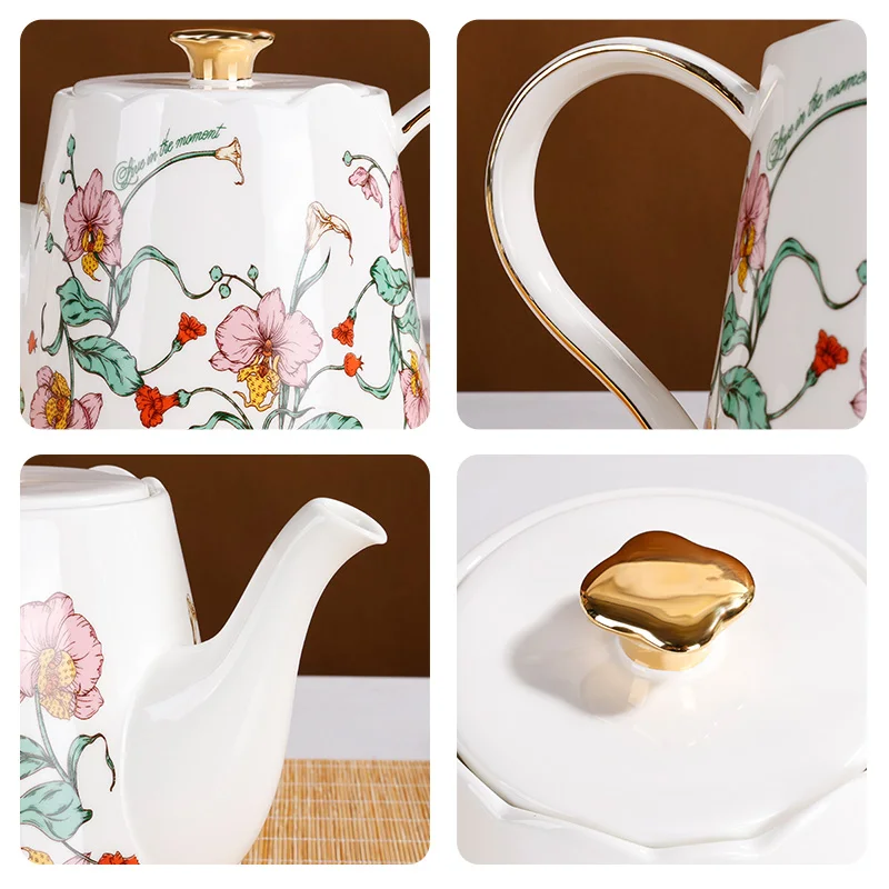 Ceramic Manufacturer Elegant luxury Stoneware Low-bone China Water Tea Coffee Porcelain Teapot For Restaurant