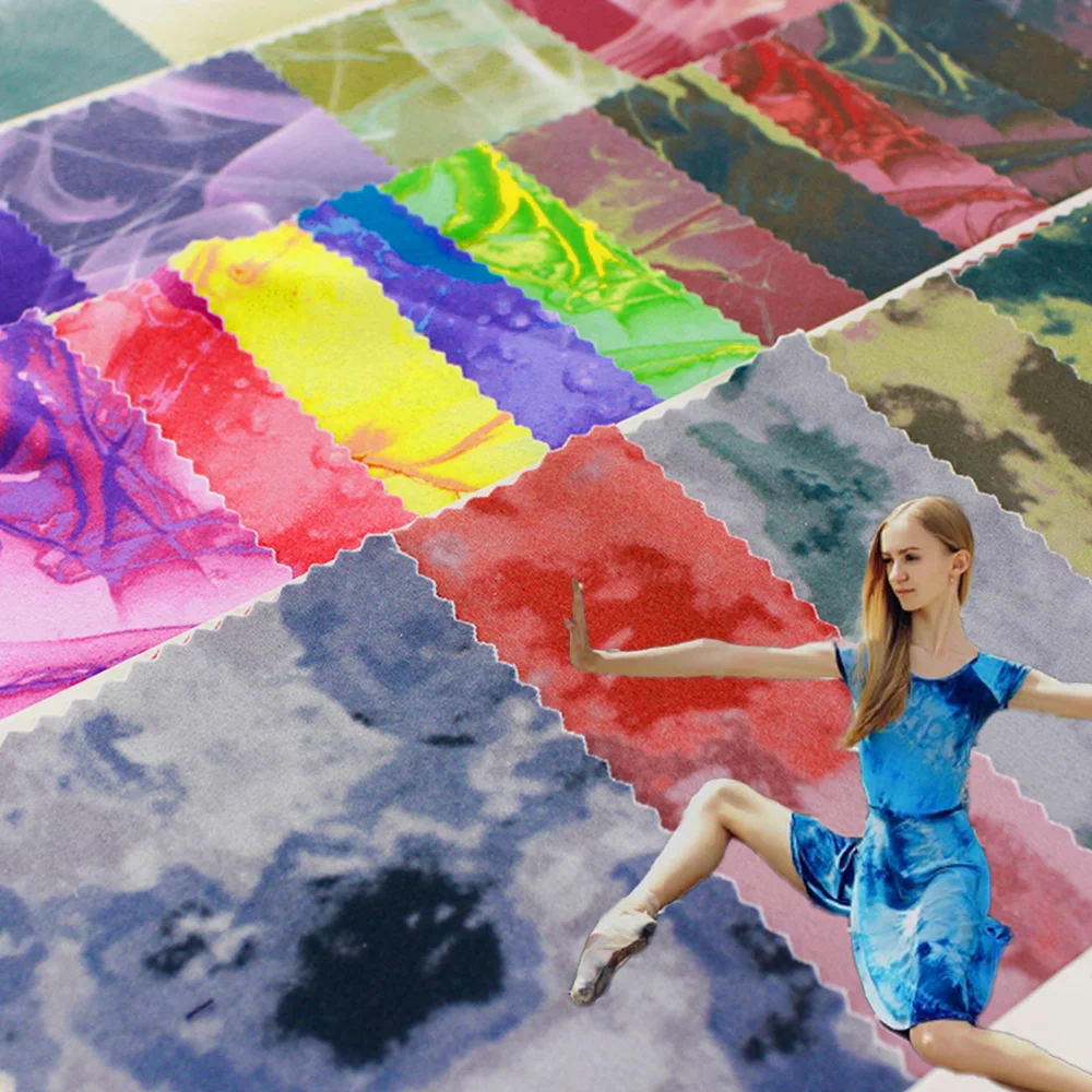 Wingtex Polyamide Elastane Fabric Tie Dye Effect Dty Printed Spandex 4 Way Strech Fabric for Dance