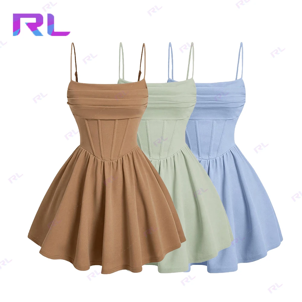 2024 Summer Temperament Elegant Style Slim Line Collar Strap Long Dress Fashion Slip Simple Dress For Women