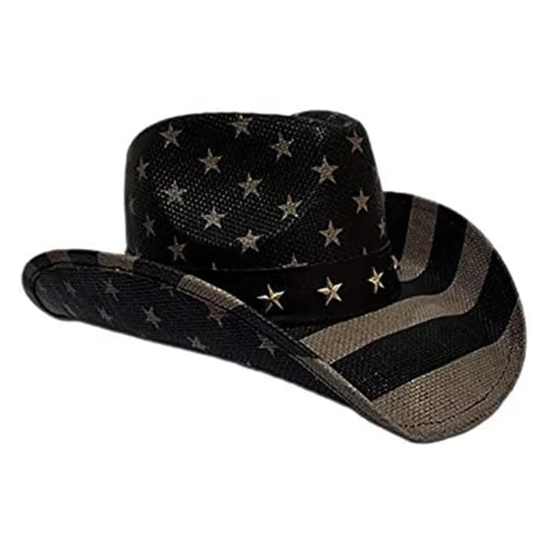 Wholesale woven custom printed designer distressed sombreros para hombre para el sol cowboy straw hat with elastic band
