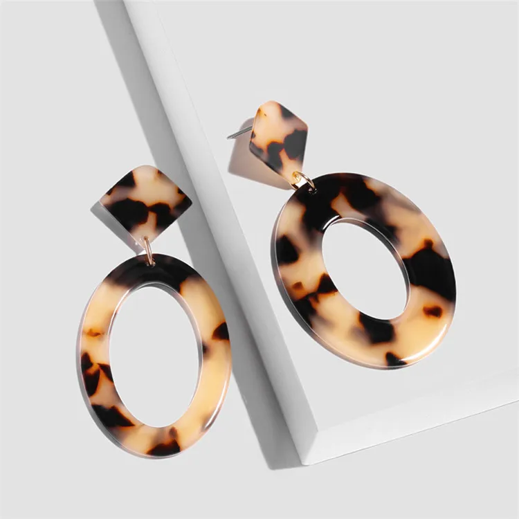 Acrylic Earrings 2019 Big Statement Earrings Women Resin Oval Square Geometric Drop Dangle Bohemian Jewelry Earrings