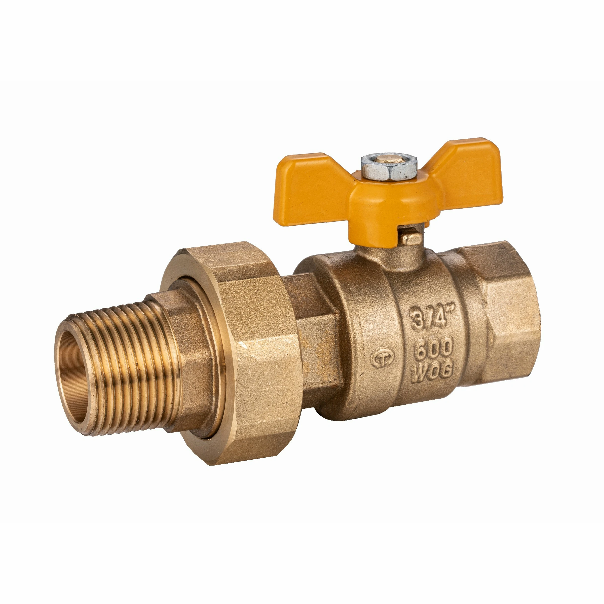 Female G * Male G Threaded ISO 228 full port brass ball valve with union with butterfly handle with BSPT or NPT