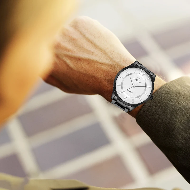IIK 1343 Gold Factory Direct Mens Fashion Unique Simple Waterproof Quartz Wrist Watch For Men