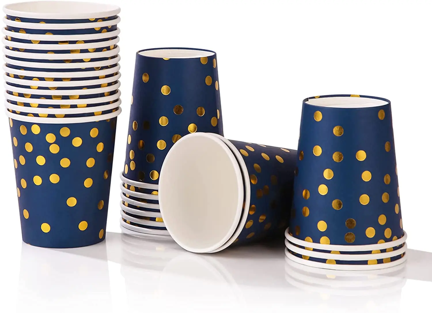 Wholesale Blue Bronzing Party Tableware Dinnerware Set Paper Plate Cup Knife Fork Spoon for Birthday Graduation Party