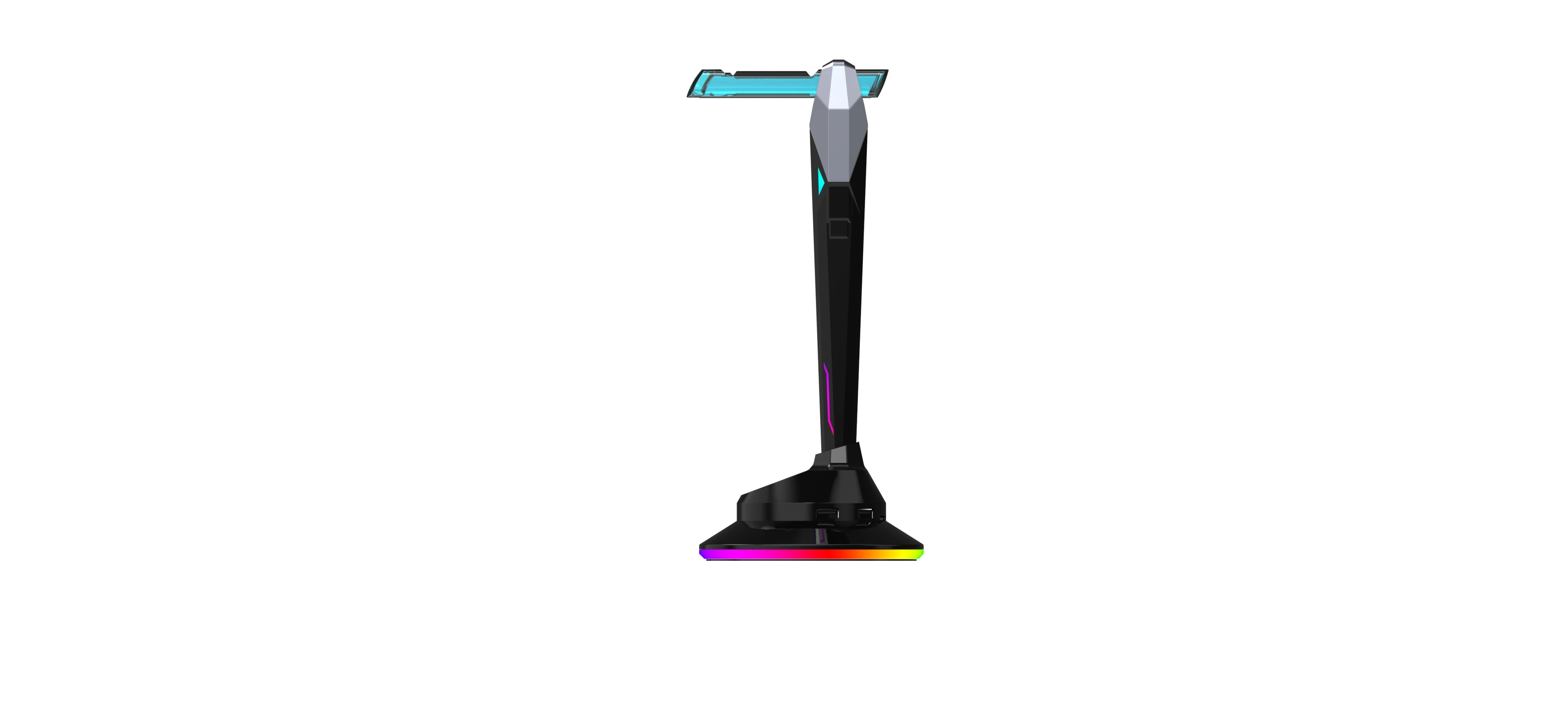6-in-1 Controllable RGB Gaming headset stand LED Lights Headphone Holder Stand USB 2.0 3.0 HUB Docking Station FCC