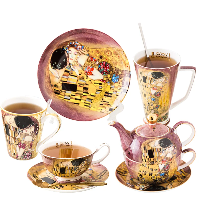 Klimt Kiss Painting Series Coffee & Tea Sets Ceramic Teapot