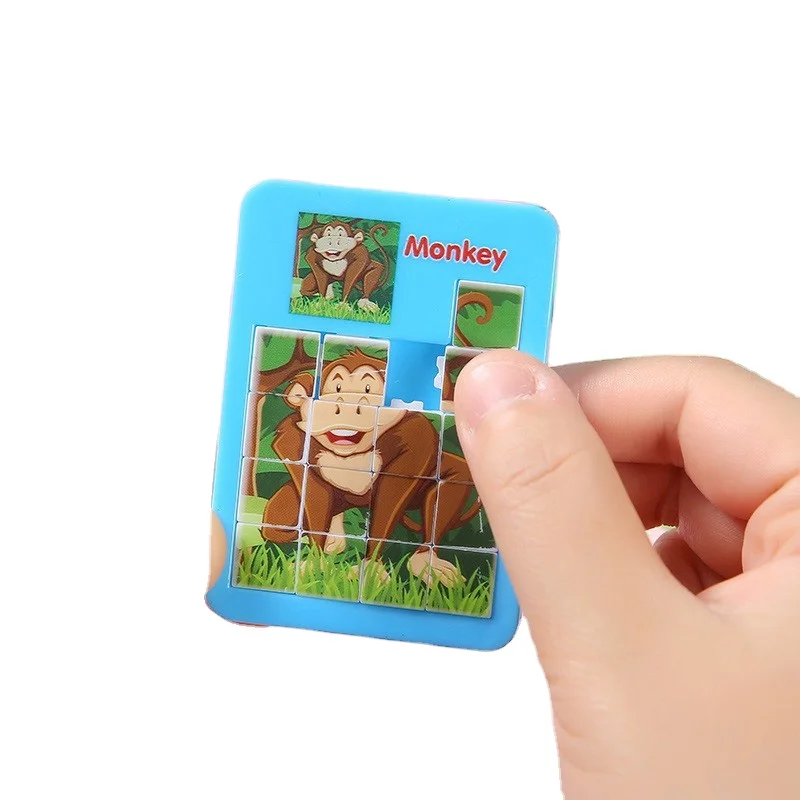 Wholesale Mini Plastic Sliding Animal Jigsaw Puzzle Board Game Montessori Educational Toys for Kids Boys Girls