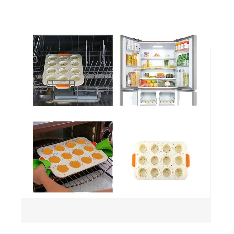 Microwave Safe 12 Cup Silicone Muffin pan,Non-Stick Silicone baking pan,silicone cupcake mold