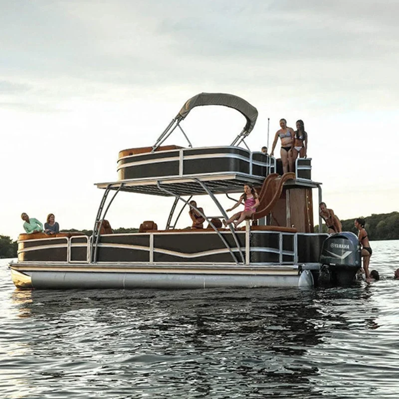 Family Leisure Water Play Entertainment Double Decker Pontoon Party Aluminium Boat for Sale