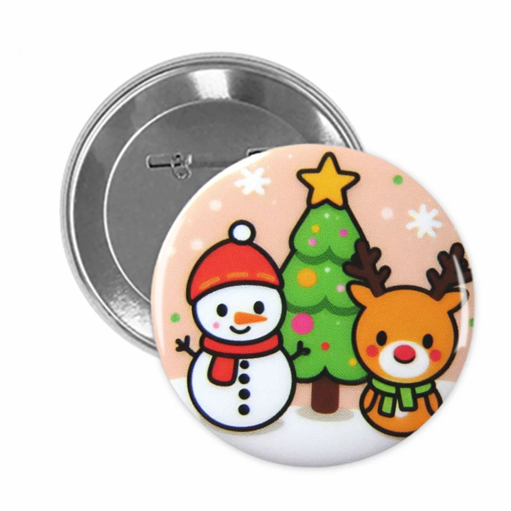 Supplier Wholesale Lapel Pin Style Custom Logo Button Tin Christmas Diy Button Badge Press